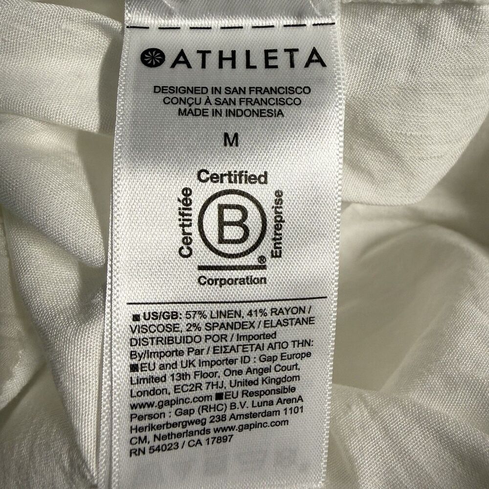 Athleta Paradise Wide Leg Pant White Linen Blend - Picture 14 of 15